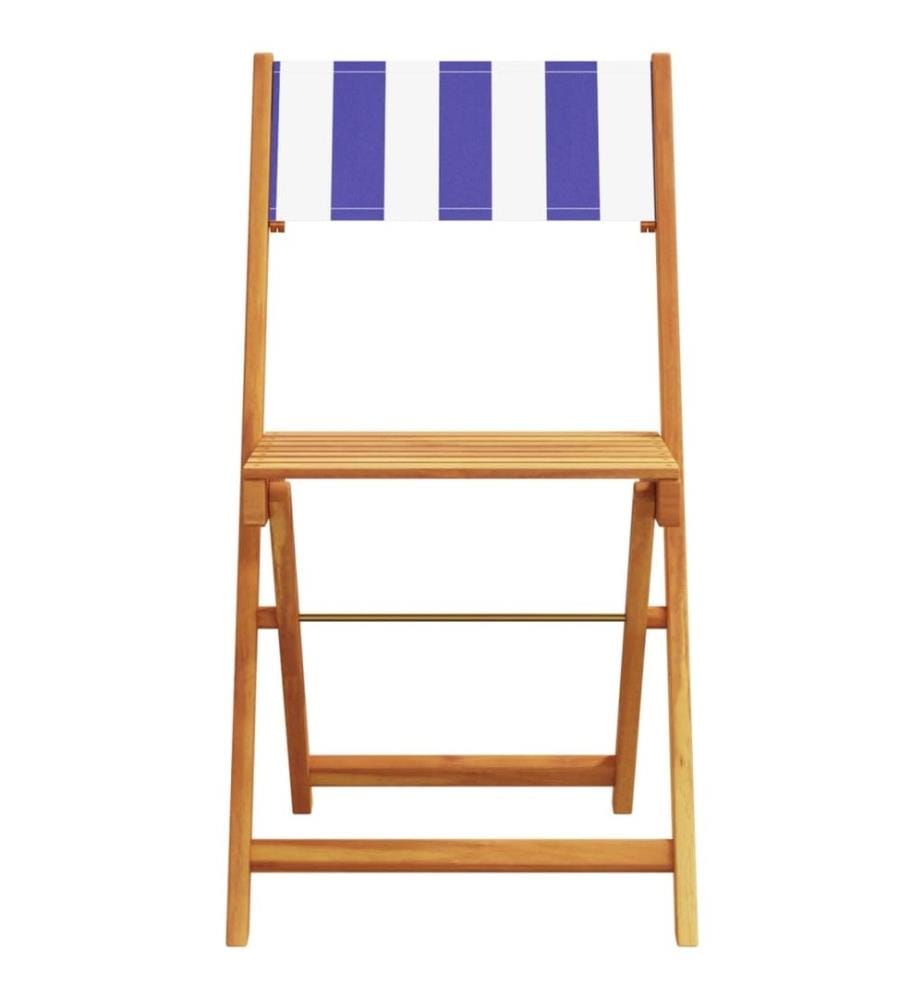 3-tlg. Bistro-Set Blau und Weiss Stoff und Massivholz