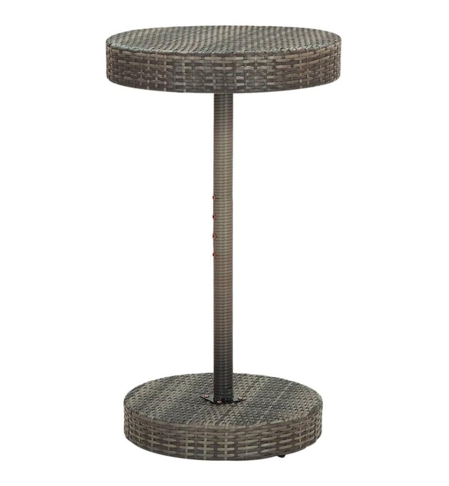 3-tlg. Gartenbar-Set mit Kissen Grau Poly Rattan