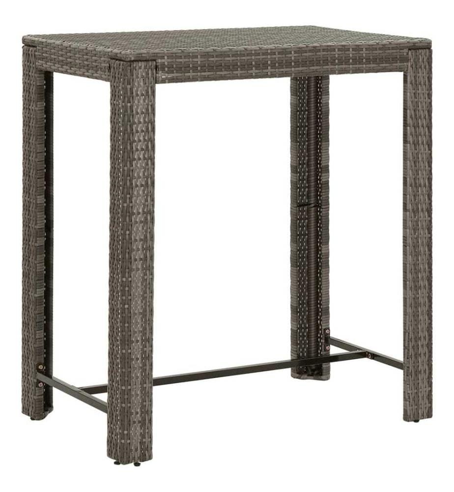 5-tlg. Gartenbar-Set mit Kissen Grau Poly Rattan