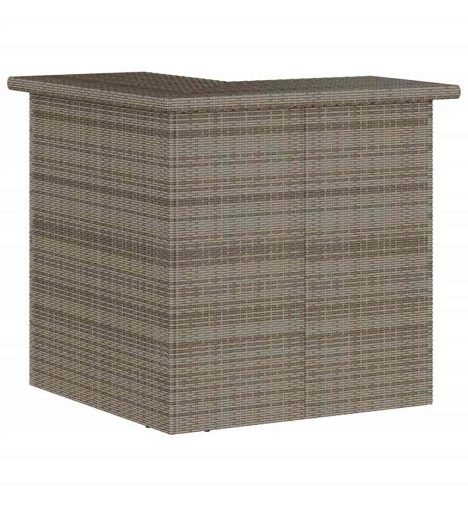 3-tlg. Gartenbar-Set mit Kissen Grau Poly Rattan