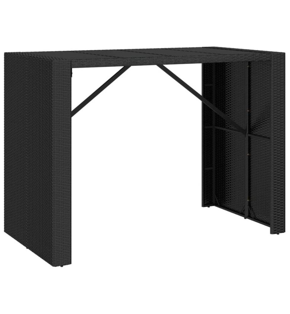 7-tlg. Gartenbar-Set mit Kissen Schwarz Poly Rattan