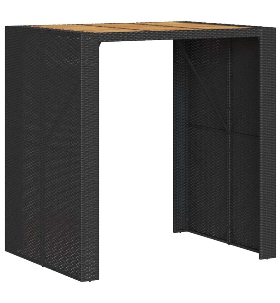 5-tlg. Gartenbar-Set mit Kissen Schwarz Poly Rattan