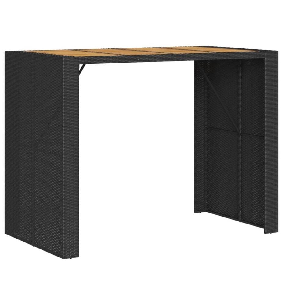 7-tlg. Gartenbar-Set mit Kissen Schwarz Poly Rattan