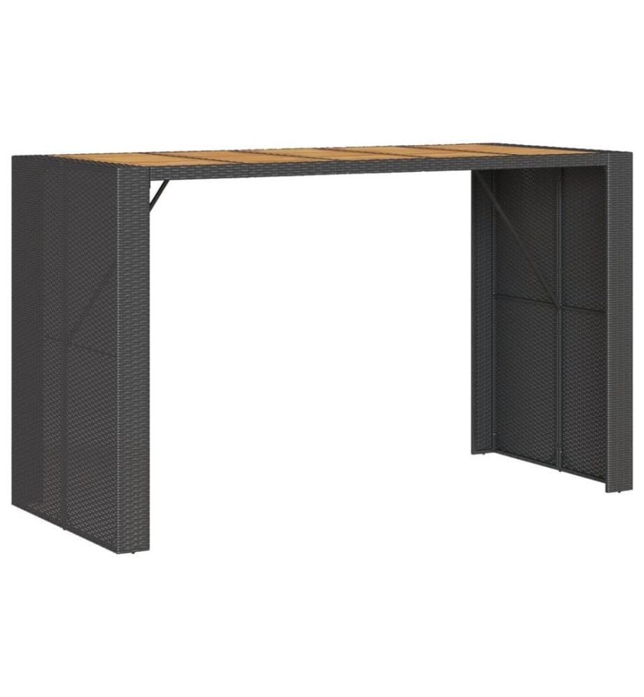 9-tlg. Gartenbar-Set mit Kissen Schwarz Poly Rattan
