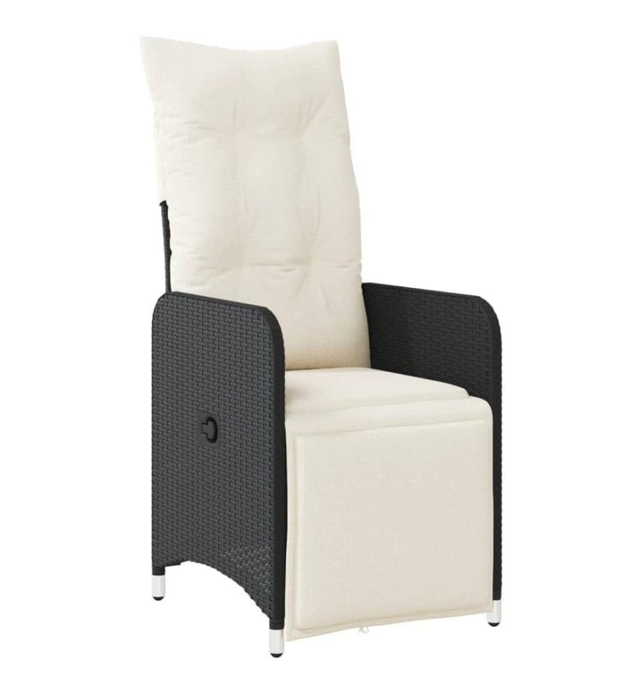 9-tlg. Garten-Bistro-Set mit Kissen Schwarz Poly Rattan