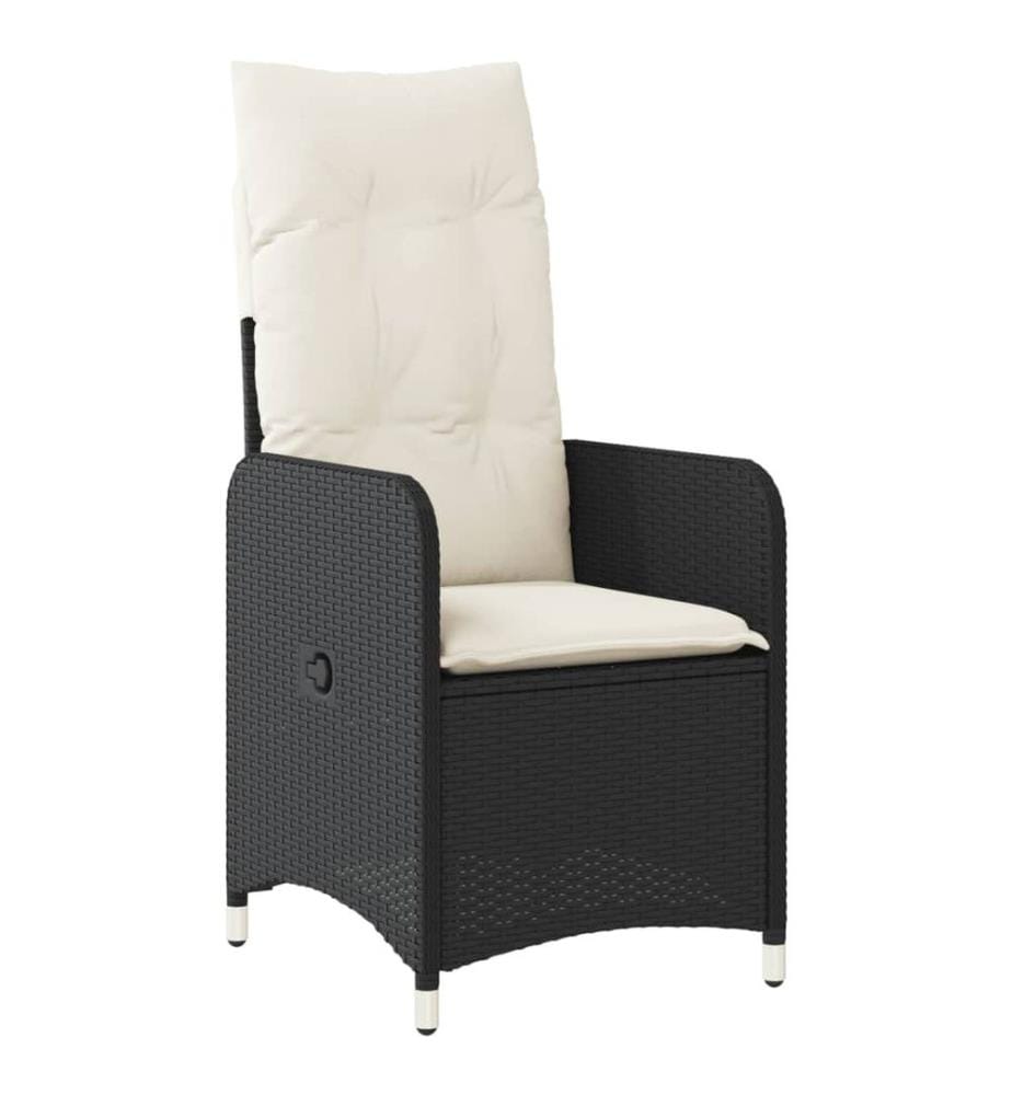 9-tlg. Garten-Bistro-Set mit Kissen Schwarz Poly Rattan