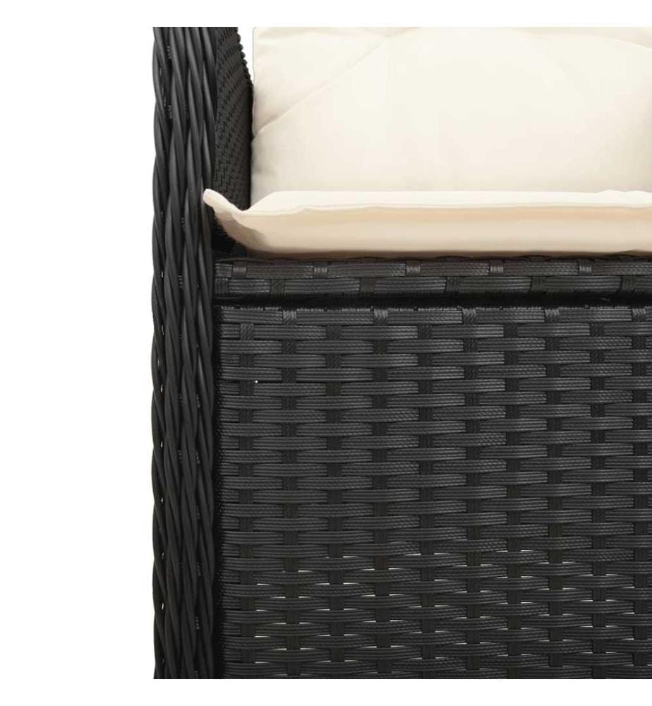 9-tlg. Garten-Bistro-Set mit Kissen Schwarz Poly Rattan