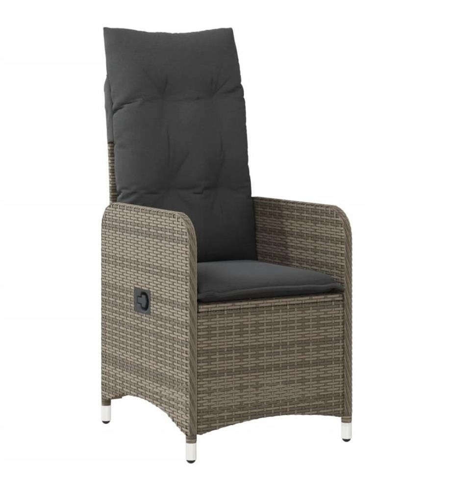 7-tlg. Garten-Bistro-Set mit Kissen Grau Poly Rattan