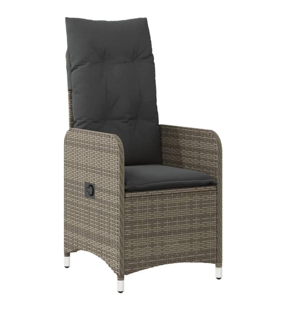 5-tlg. Garten-Bistro-Set mit Kissen Grau Poly Rattan