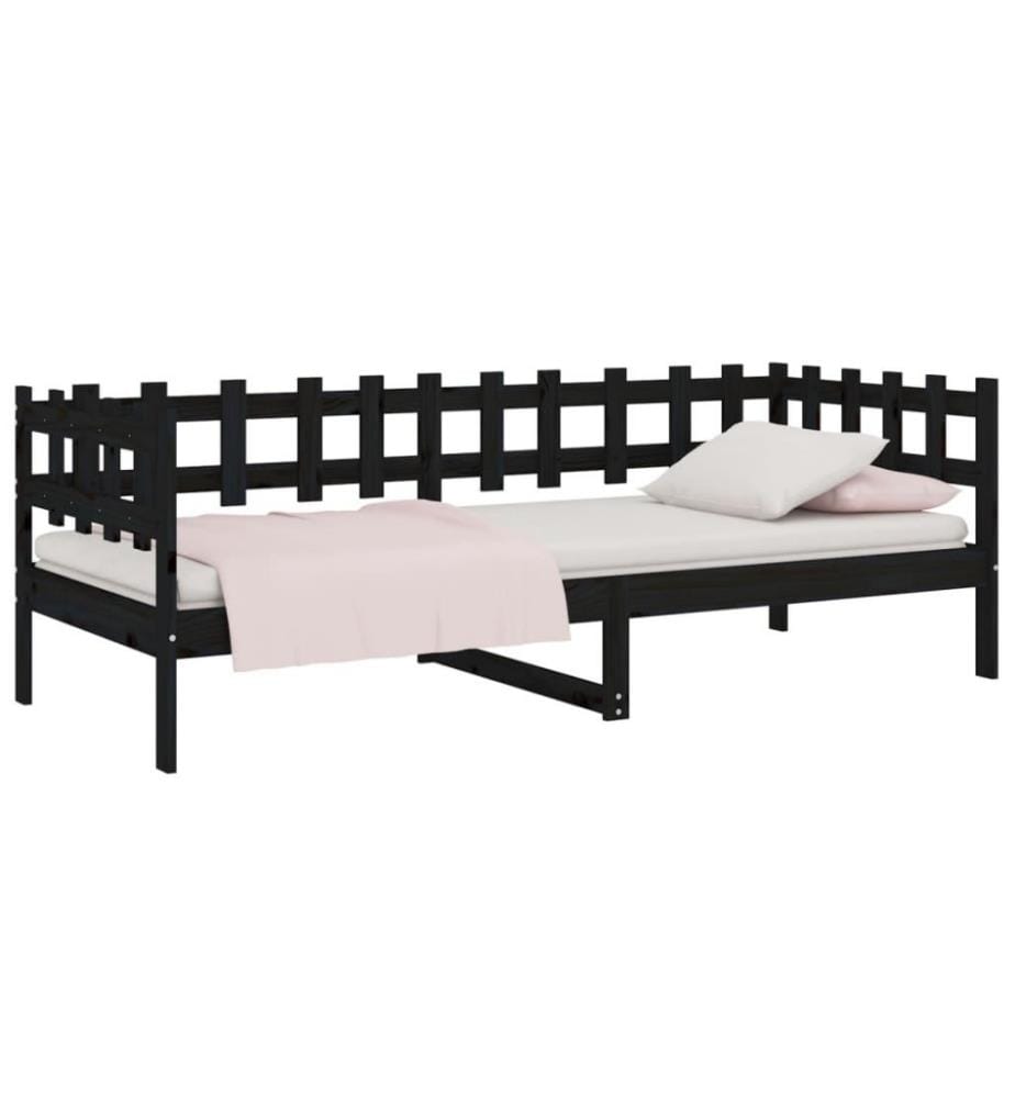 Tagesbett Schwarz 90x200 cm Massivholz Kiefer