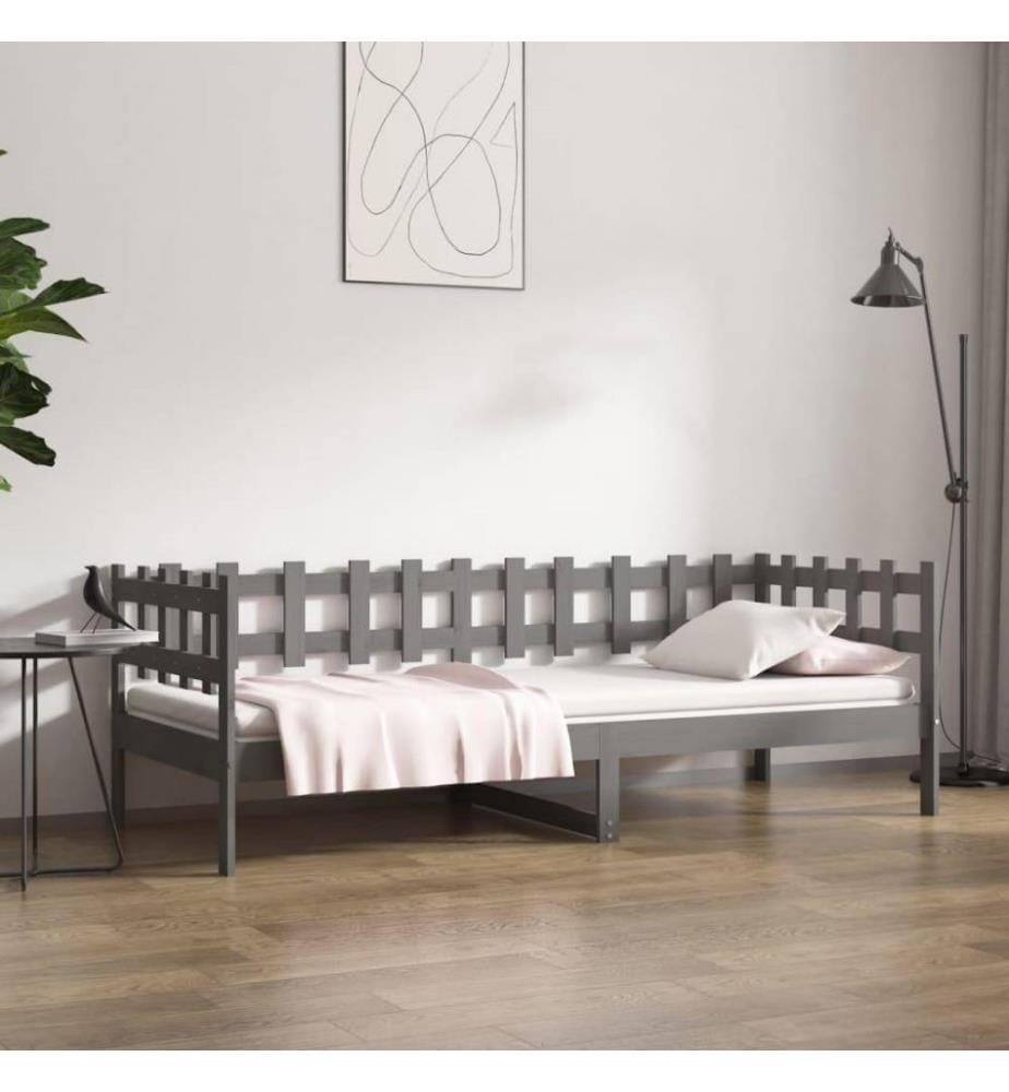 Tagesbett Grau 80x200 cm Massivholz Kiefer