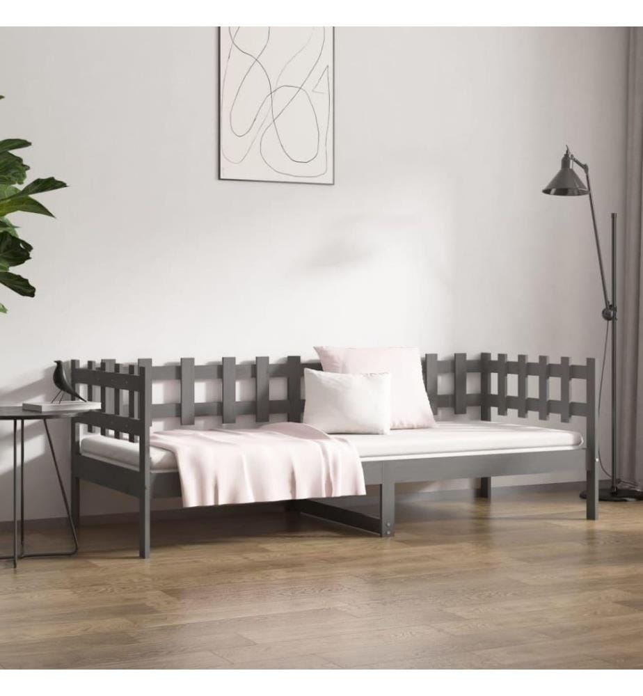 Tagesbett Grau 80x200 cm Massivholz Kiefer