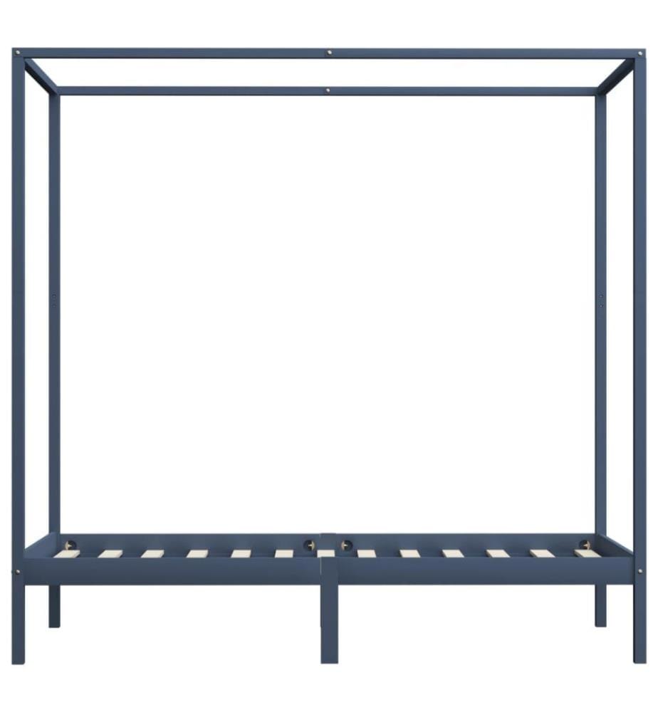 Cadre de lit à baldaquin Gris Bois de pin massif 100 x 200 cm
