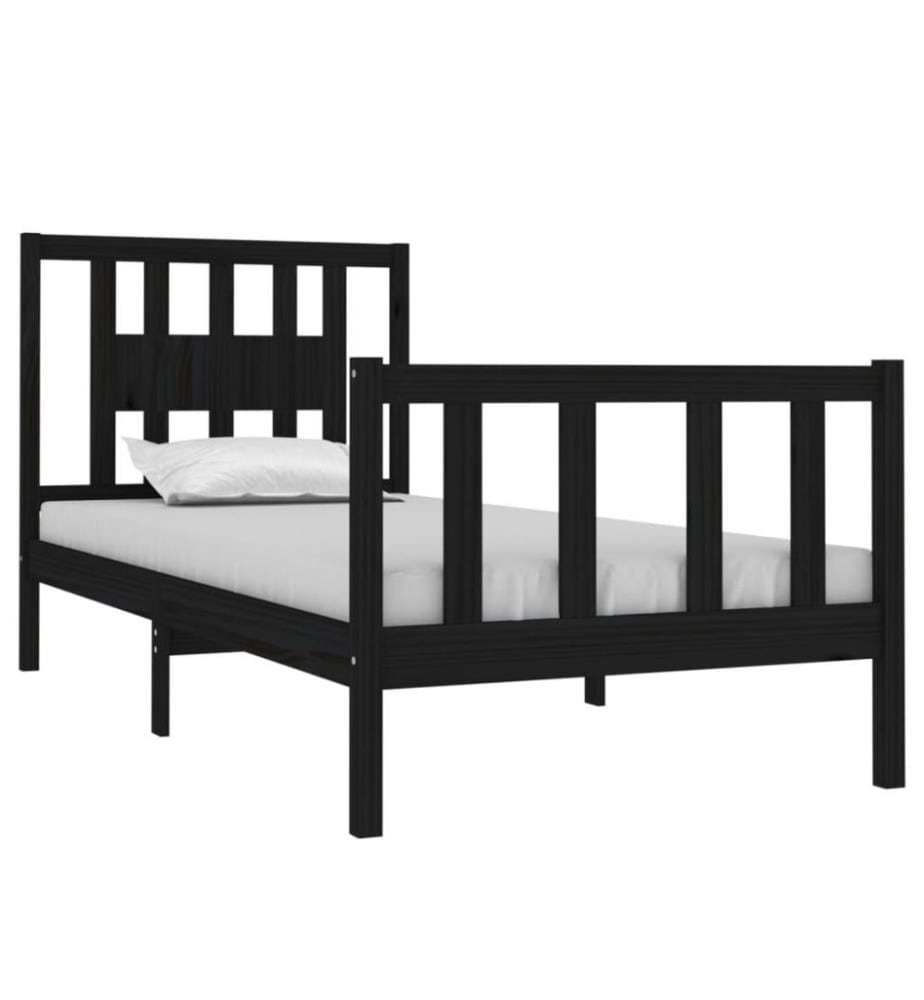 Massivholzbett Schwarz 75x190 cm 2FT6 Small Single