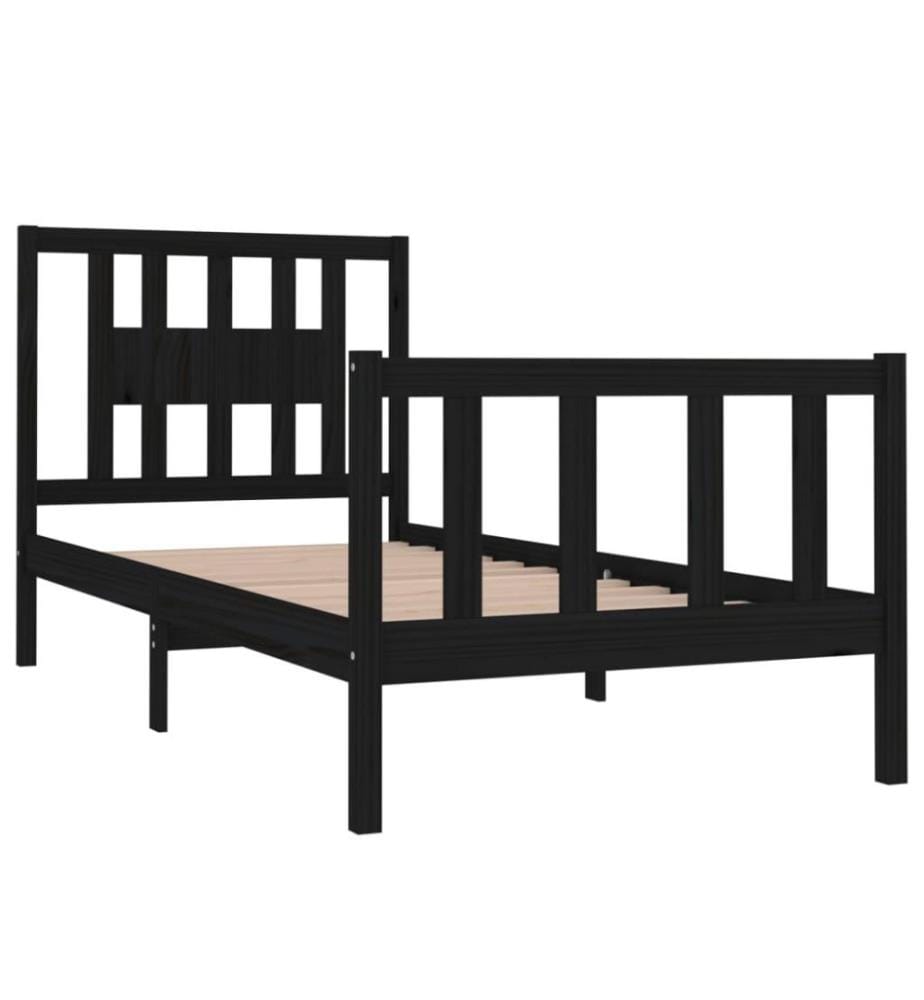 Massivholzbett Schwarz 75x190 cm 2FT6 Small Single