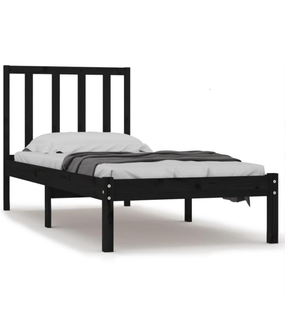 Massivholzbett Schwarz Kiefer 75x190 cm 2FT6 Small Single