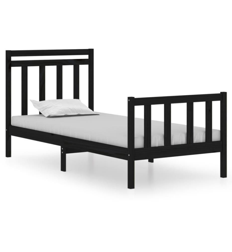 Massivholzbett Schwarz 75x190 cm 2FT6 Small Single