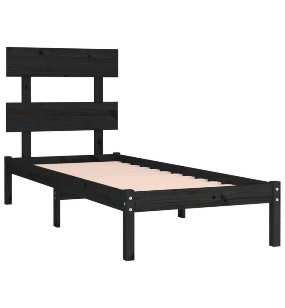 Massivholzbett Schwarz 100x200 cm