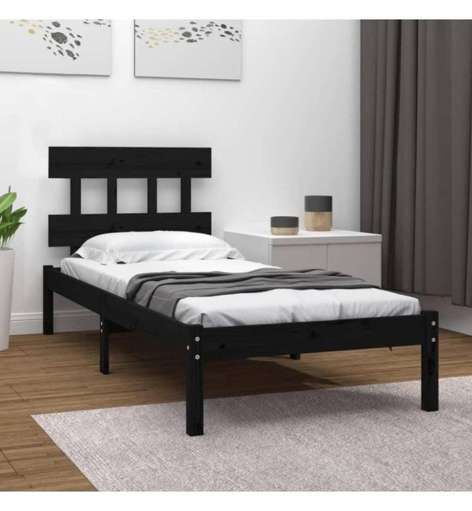 Massivholzbett Schwarz 75x190 cm 2FT6 Small Single