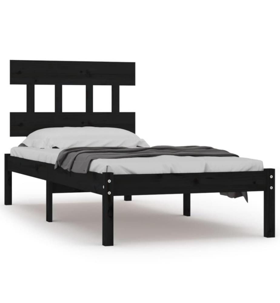 Massivholzbett Schwarz 75x190 cm 2FT6 Small Single