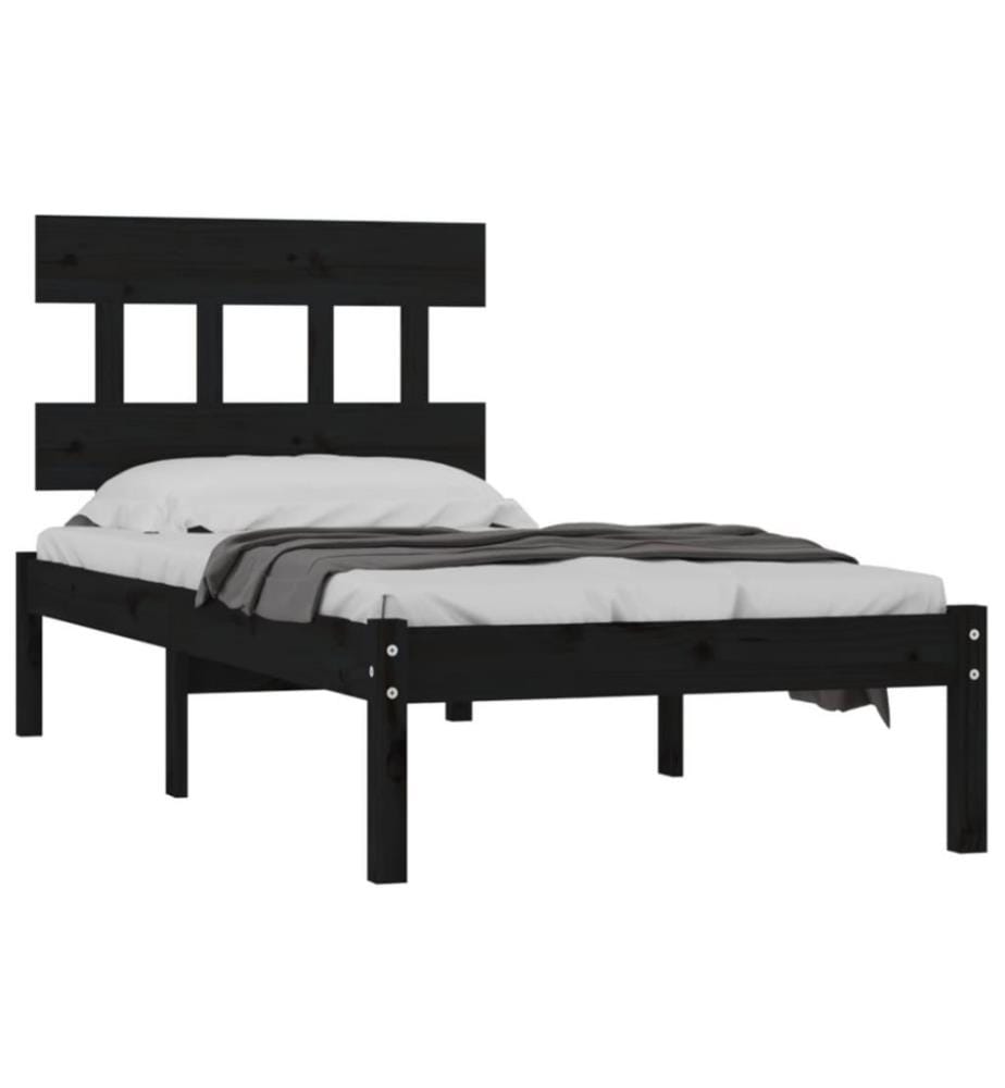 Massivholzbett Schwarz 75x190 cm 2FT6 Small Single
