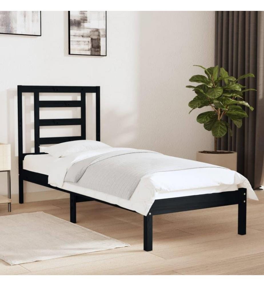 Massivholzbett Schwarz 75x190 cm 2FT6 Small Single
