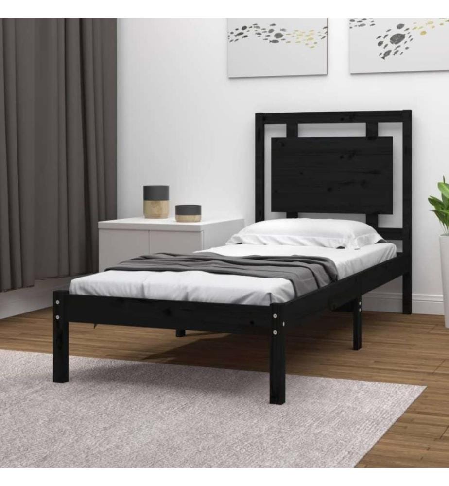 Massivholzbett Schwarz 75x190 cm 2FT6 Small Single