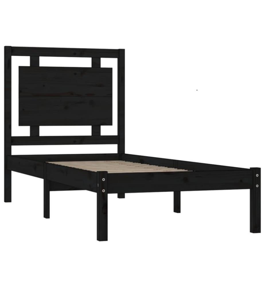 Massivholzbett Schwarz 75x190 cm 2FT6 Small Single