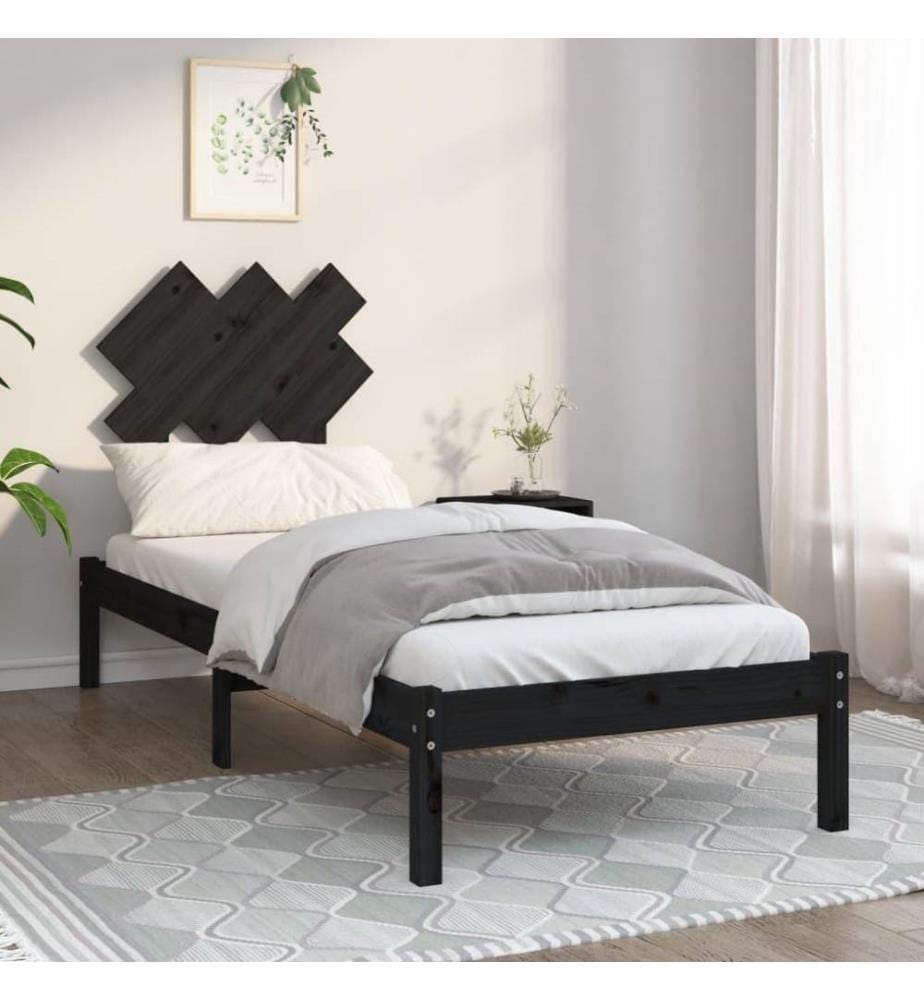 Massivholzbett Schwarz 75x190 cm 2FT6 Small Single