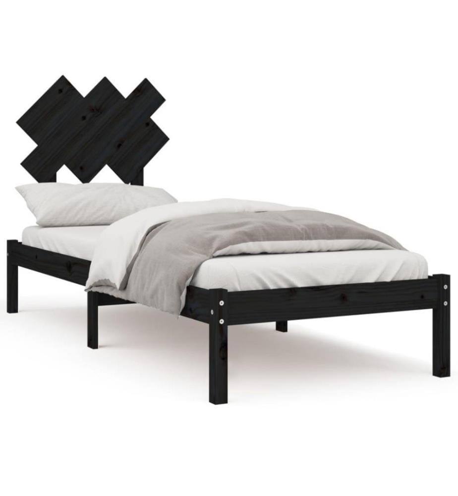 Massivholzbett Schwarz 75x190 cm 2FT6 Small Single