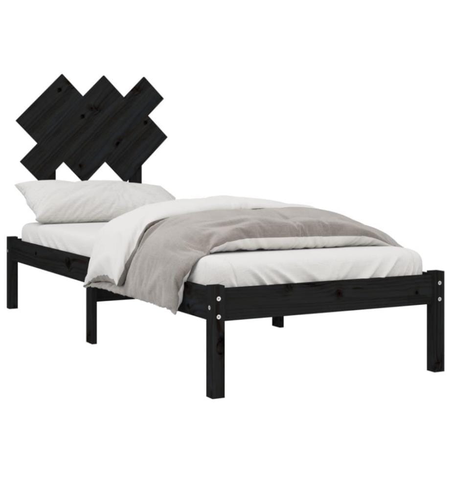 Massivholzbett Schwarz 75x190 cm 2FT6 Small Single
