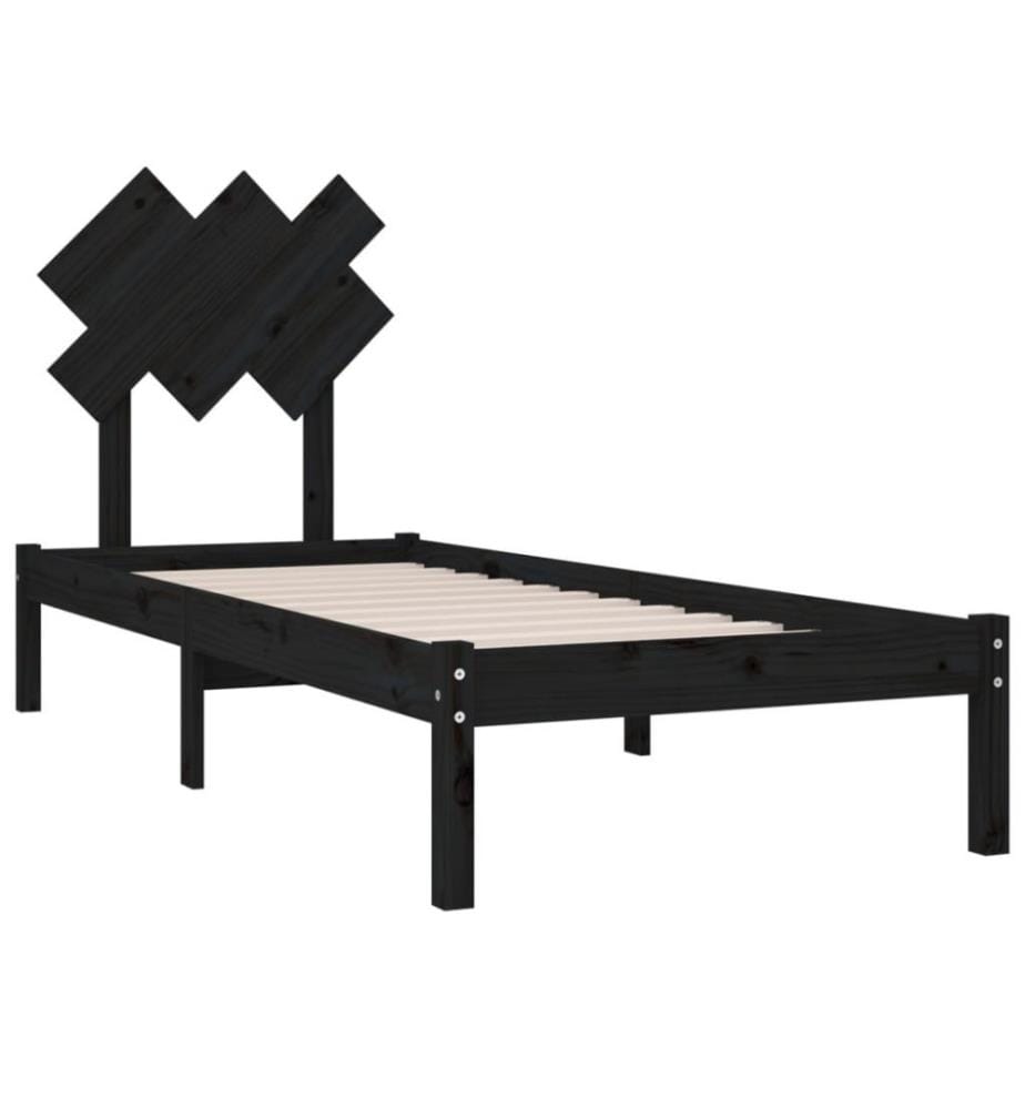 Massivholzbett Schwarz 75x190 cm 2FT6 Small Single