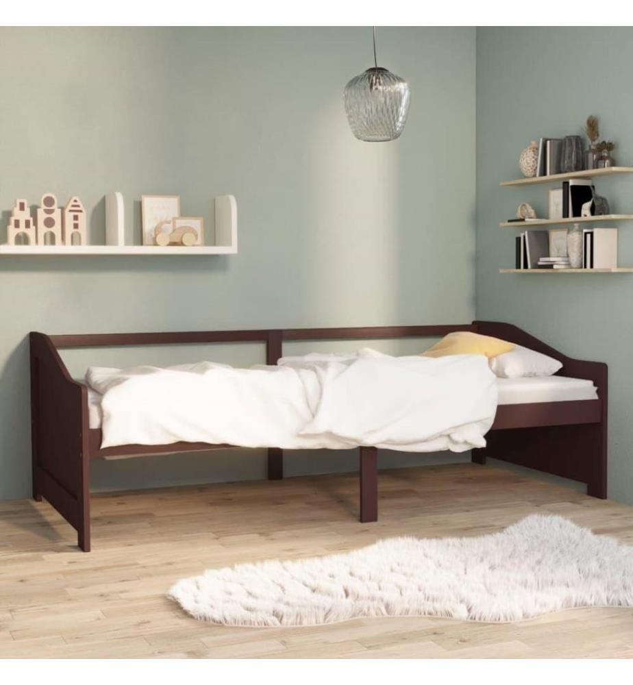 Tagesbett 3-Sitzer Dunkelbraun Massivholz Kiefer 90x200 cm