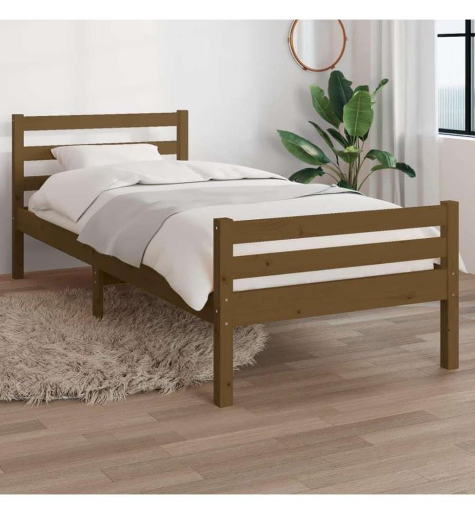 Massivholzbett Honigbraun 75x190 cm 2FT6 Small Single