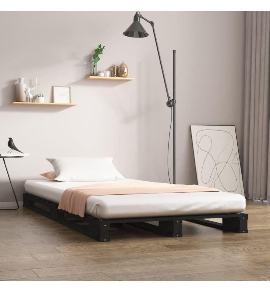 Massivholzbett Schwarz 75x190 cm Kiefer 2FT6 Small Single