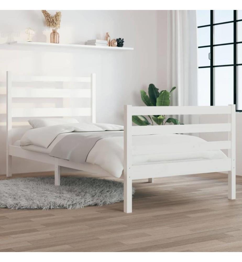Massivholzbett Kiefer 100x200 cm Weiss