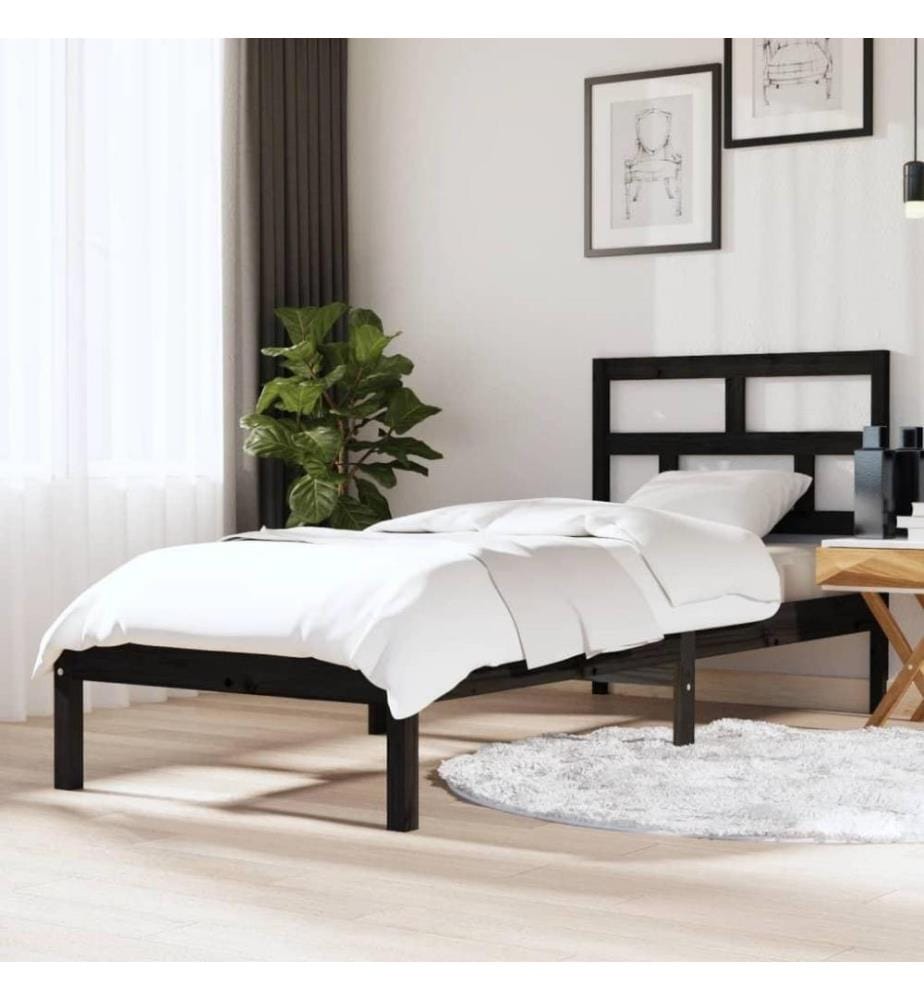 Massivholzbett Schwarz 75x190 cm 2FT6 Small Single