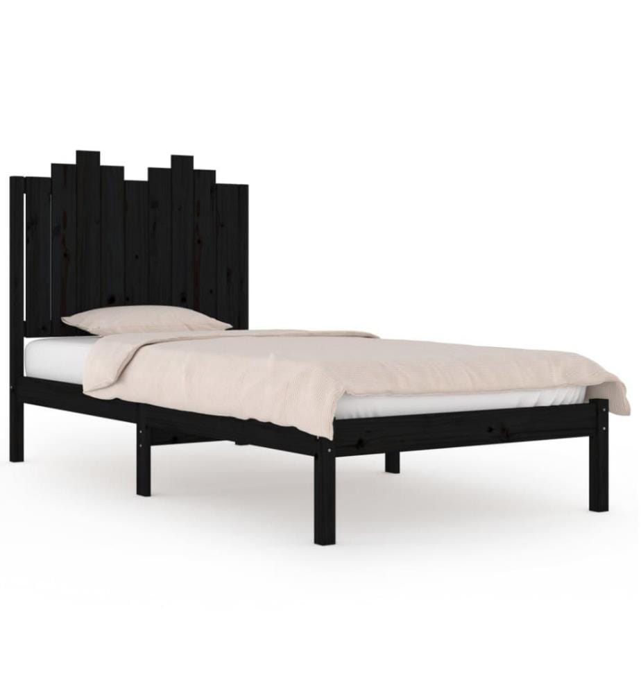 Massivholzbett Schwarz Kiefer 75x190 cm 2FT6 Small Single