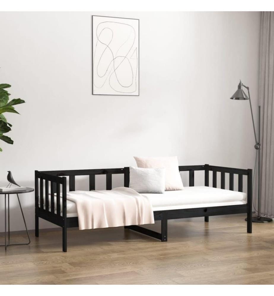 Tagesbett Schwarz 90x190 cm Massivholz Kiefer