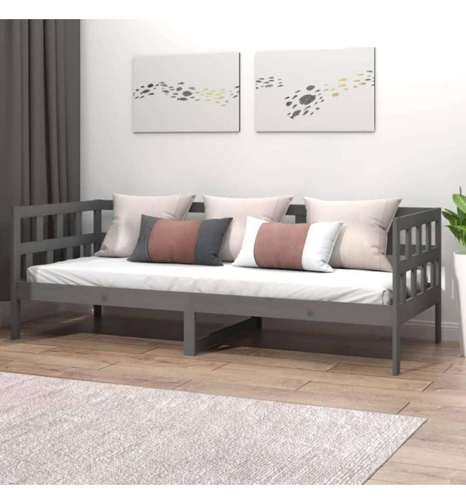 Tagesbett Grau Massivholz Kiefer 80x200 cm