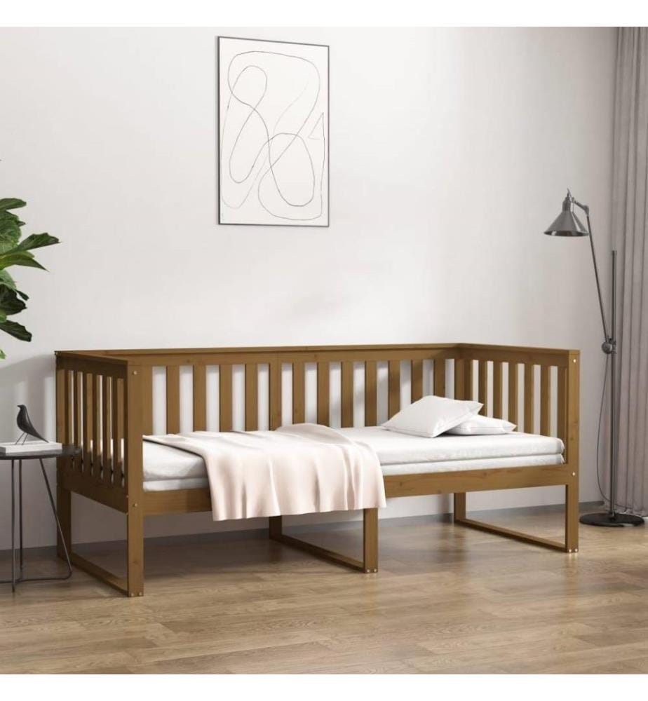 Lit de jour Marron miel 100x200 cm Bois de pin massif