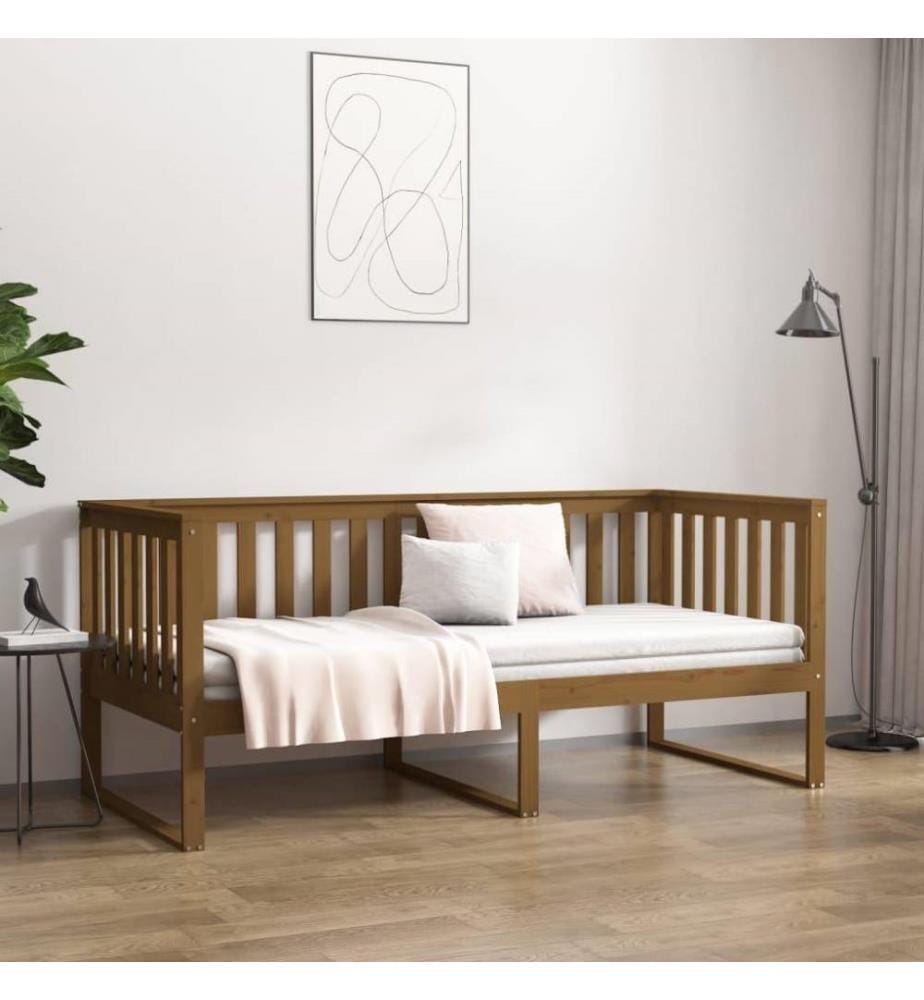 Lit de jour Marron miel 100x200 cm Bois de pin massif