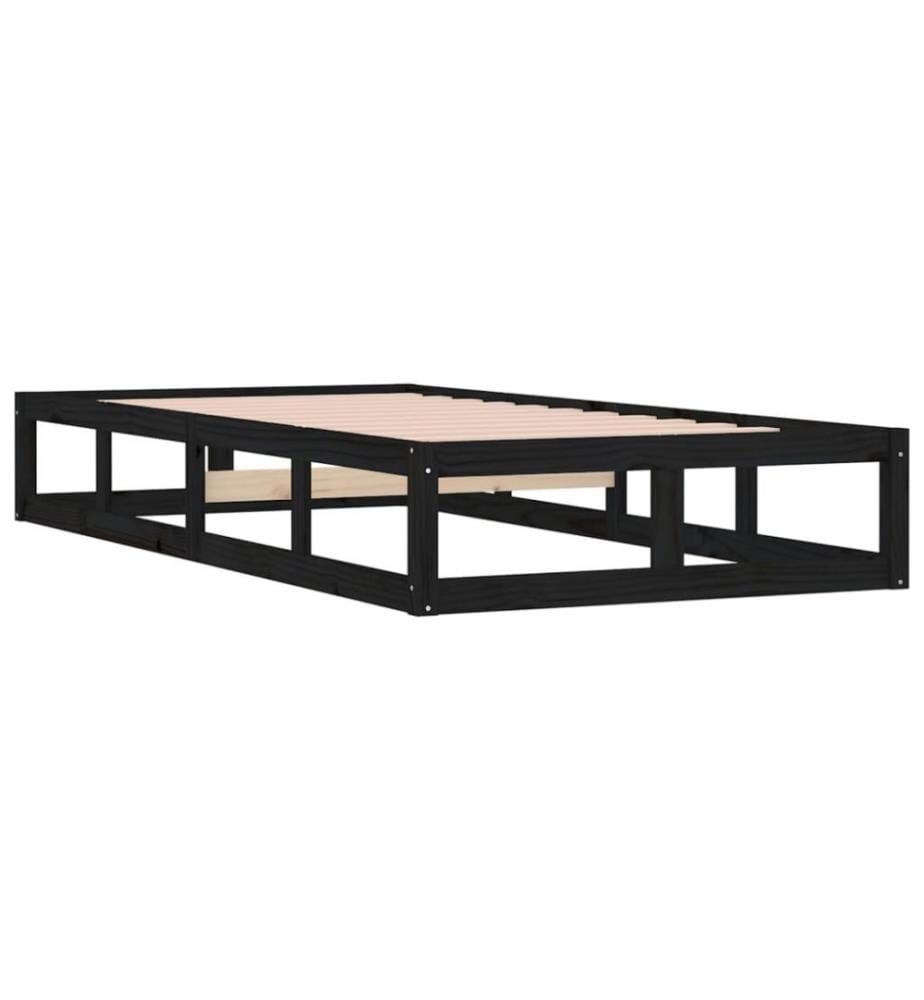 Massivholzbett Schwarz 75x190 cm 2FT6 Small Single