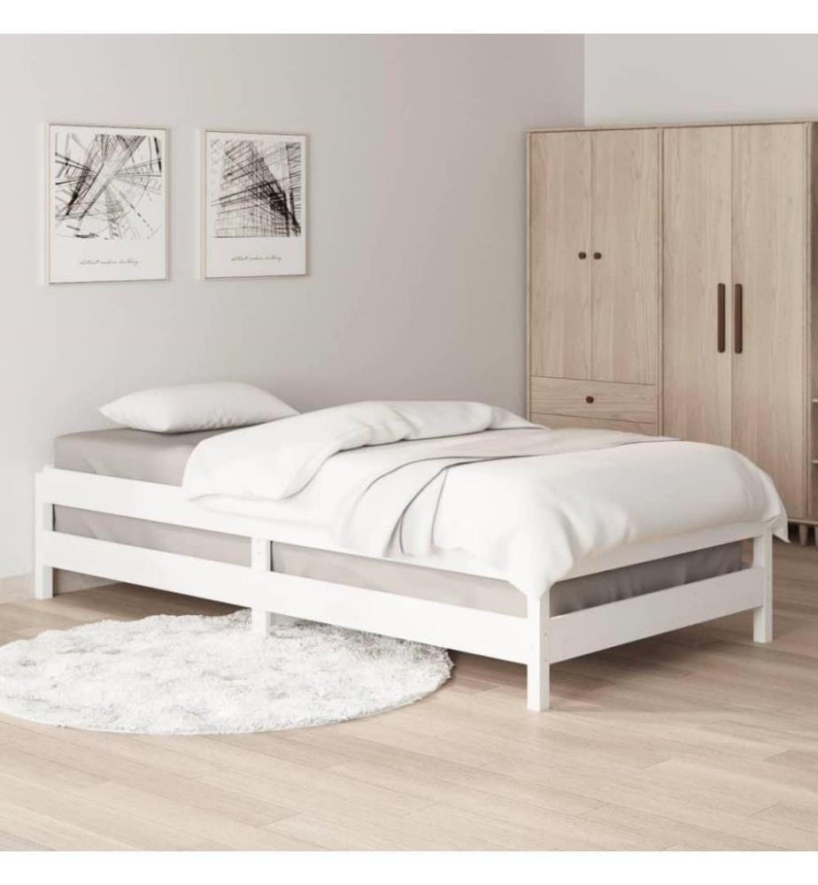 Stapelbett Weiss 80x200 cm Massivholz Kiefer