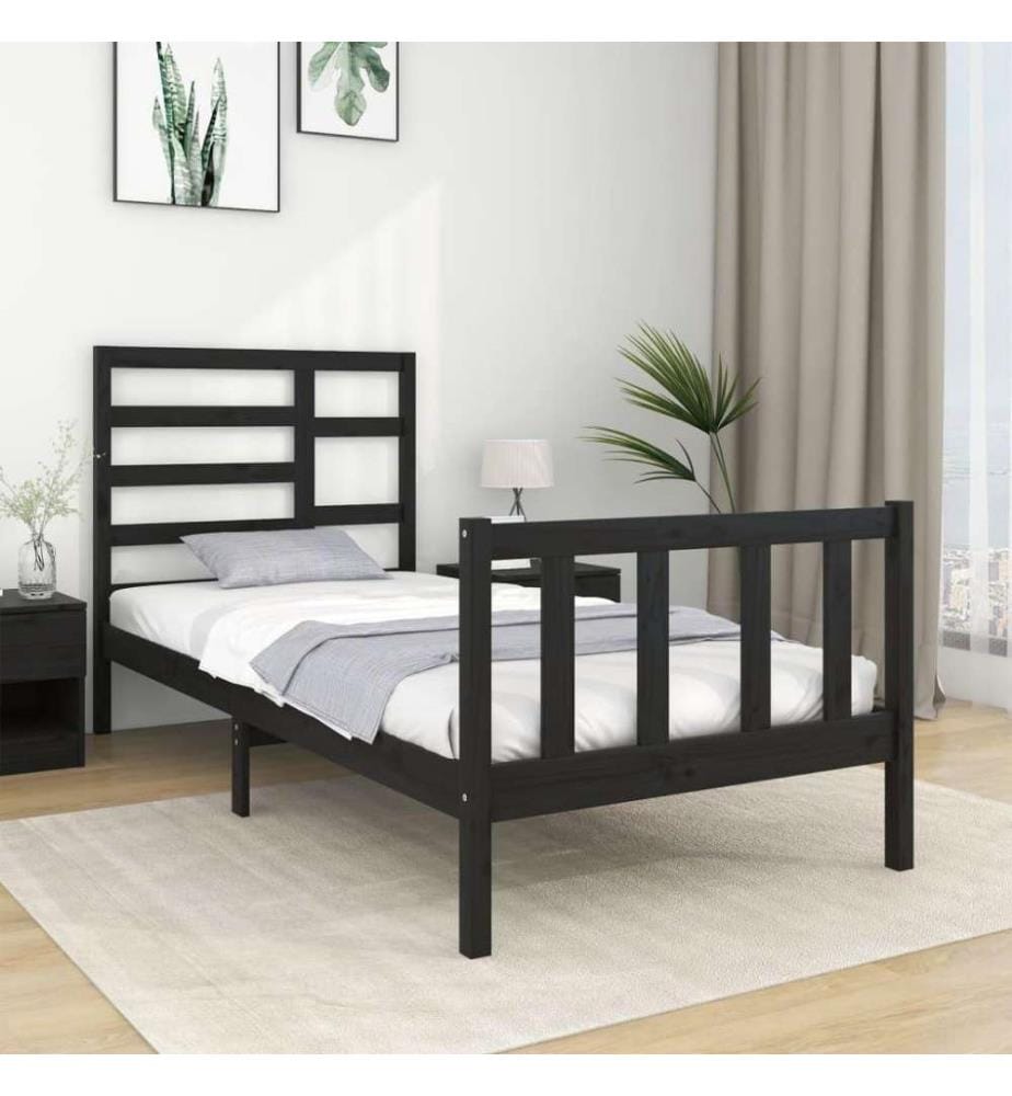 Massivholzbett Schwarz 90x190 cm 3FT Single