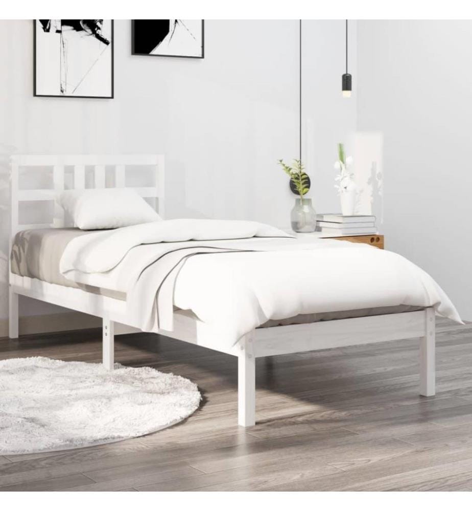 Massivholzbett Weiss 100x200 cm