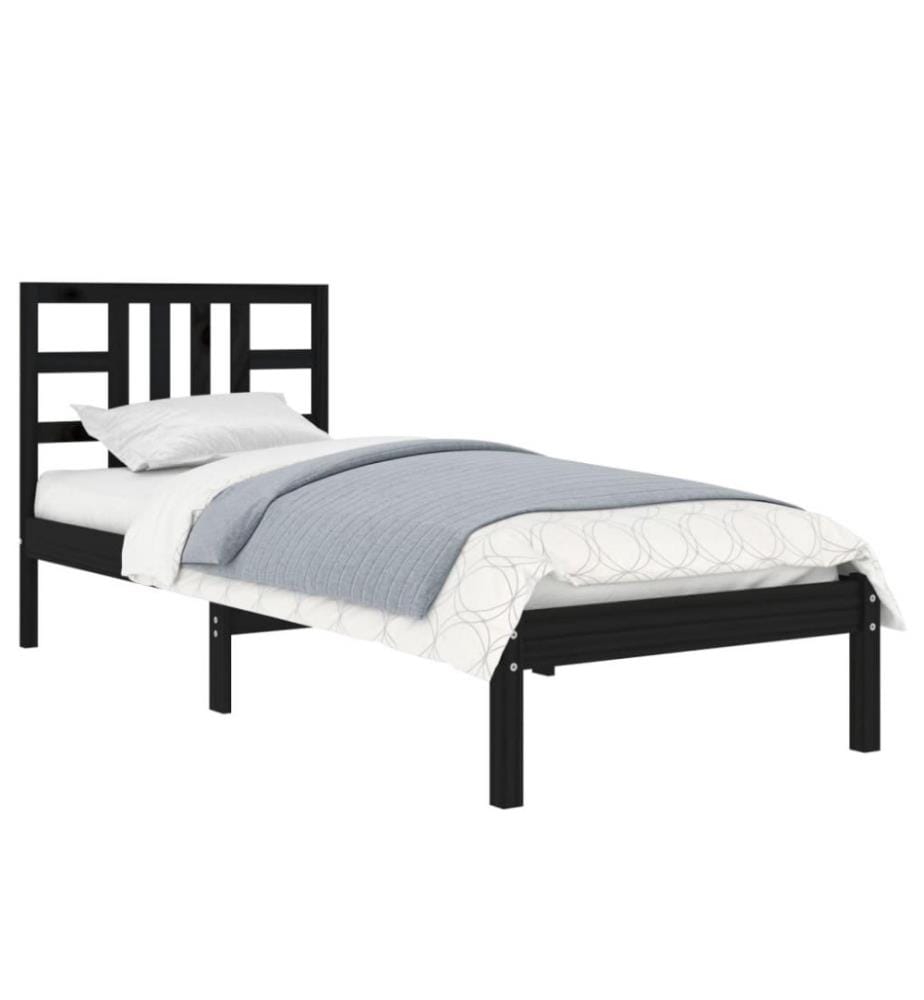 Massivholzbett Schwarz 75x190 cm 2FT6 Small Single