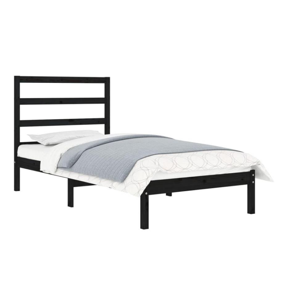 Massivholzbett Schwarz 75x190 cm 2FT6 Small Single