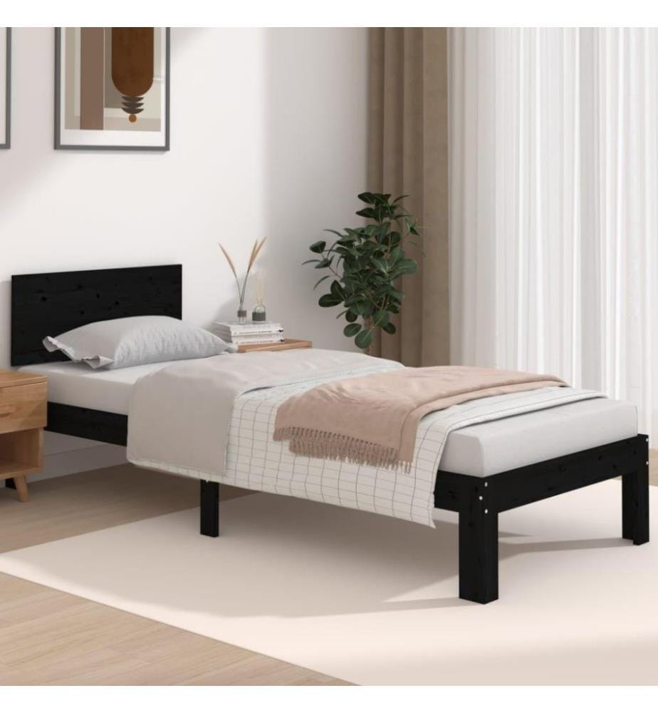 Massivholzbett Schwarz 75x190 cm 2FT6 Small Single