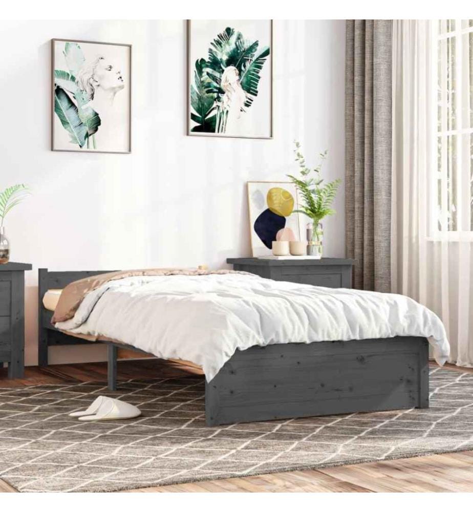 Massivholzbett Grau 75x190 cm 2FT6 Small Single